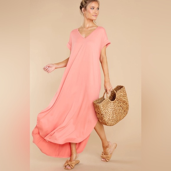 New With Tags Peach Maxi Dress ~ Size Large - Picture 1 of 2